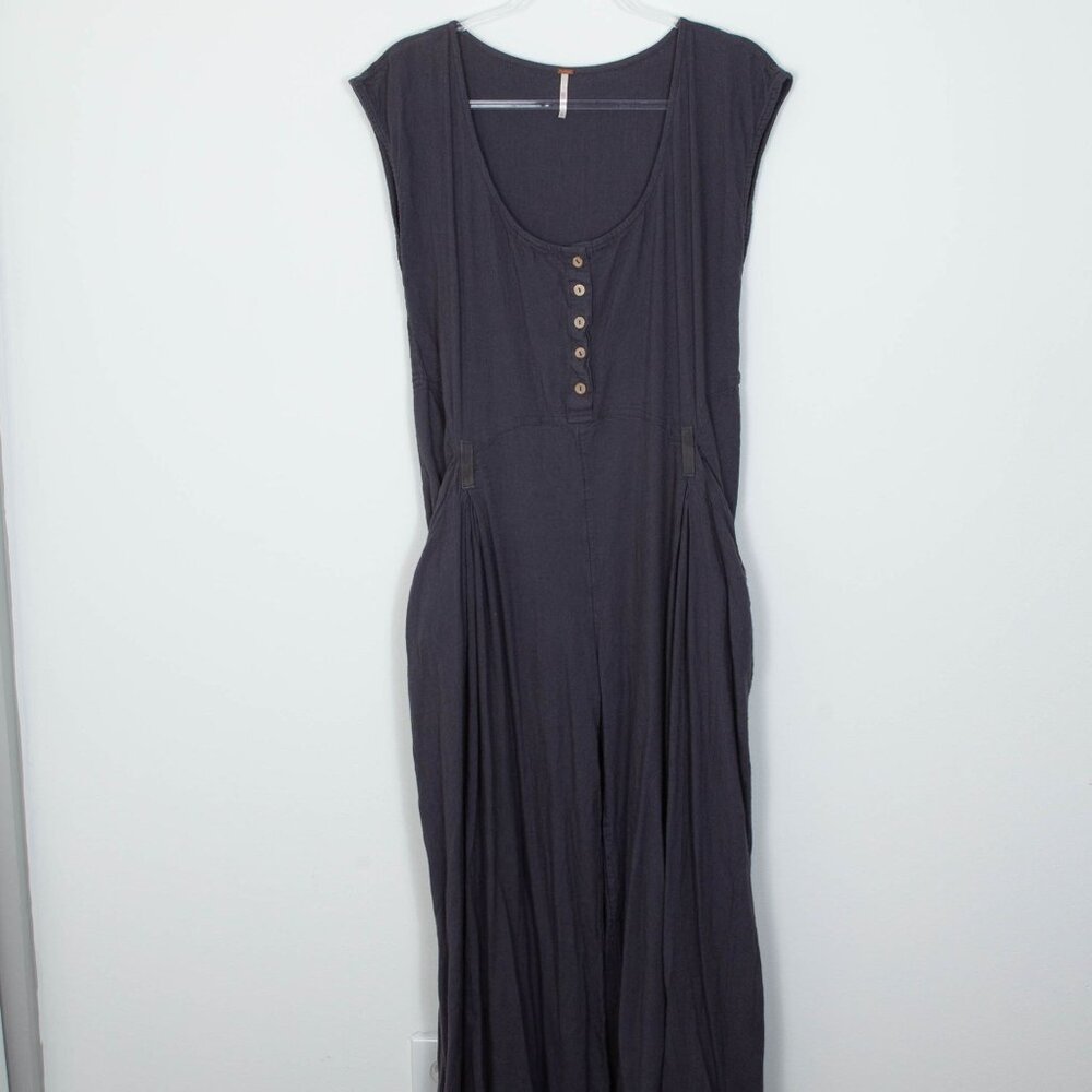 Free People Womens Jet Set Life Jumpsuit Size XS Linen Blend Gray Lagenlook - Picture 4 of 11